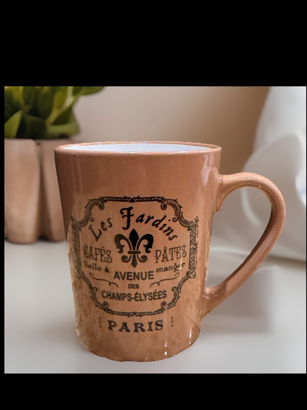 Les Jardins Cafes Pates:Avenue Des Champs-Elysees Paris Ceramic: Mug: CHIPPED